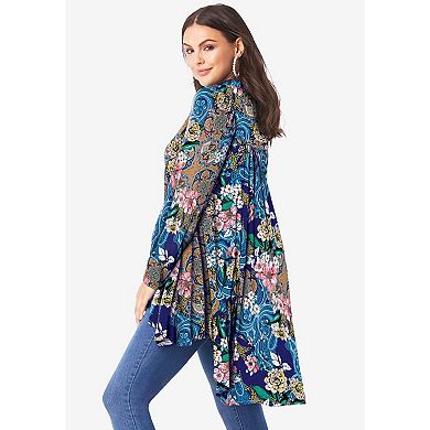 Roaman's Women's Plus Size Hand Crinkled Fit And Flare Tunic