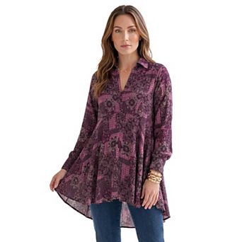 Roaman's Women's Plus Size Fit And Flare Crinkle Tunic