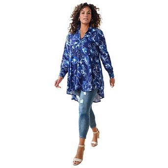 Roaman's Women's Plus Size Hand Crinkled Fit And Flare Tunic