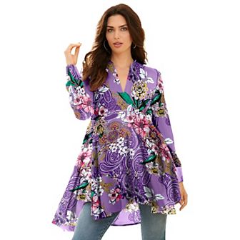 Roaman's Women's Plus Size Hand Crinkled Fit And Flare Tunic
