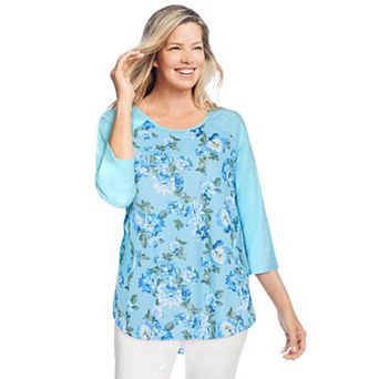 Woman Within Plus Size Three-Quarter Sleeve Baseball Tee