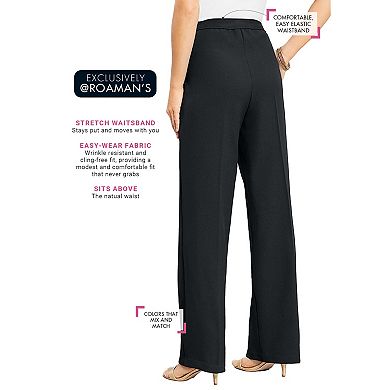 Roaman's Women's Plus Size Wide Leg Bend Over Pant