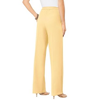 Roaman's Women's Plus Size Petite Plus Size Wide Leg Bend Over Pant