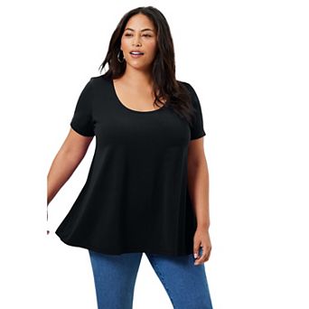 June + Vie Women's Plus Size Short-sleeve Swing One + Only Tee