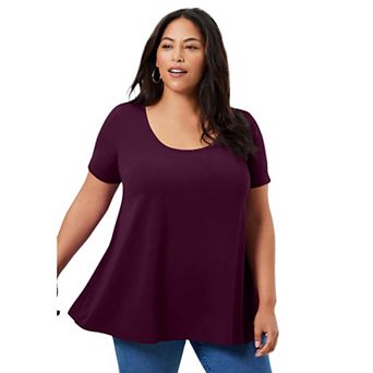 June + Vie Women's Plus Size Short-Sleeve Swing One + Only Tee