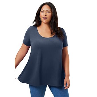 June + Vie Women's Plus Size Short-sleeve Swing One + Only Tee