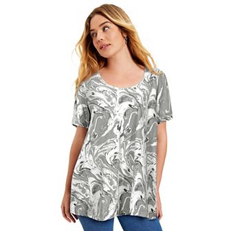 June + Vie Women's Plus Size Short-sleeve Swing One + Only Tee
