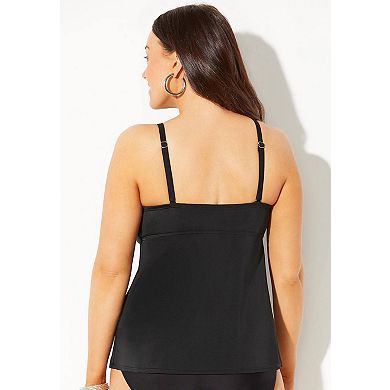 Swimsuits For All Women's Plus Size Tie Front Underwire Tankini Top