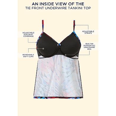 Swimsuits for All Women's Tie Front Underwire Tankini Top