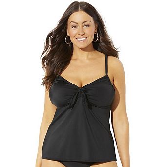 Swimsuits for All Women's Tie Front Underwire Tankini Top