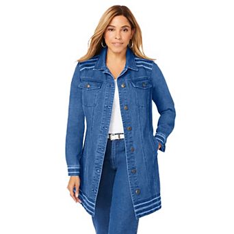 Jessica London Women's Plus Size Long Denim Jacket