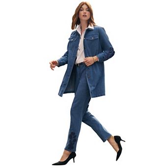 Jessica London Women's Plus Size Long Denim Jacket