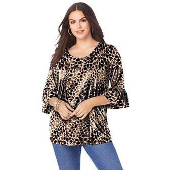 Roaman's Women's Plus Size Plus Size Cotton Ultimate Bell Sleeve Tee