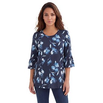 Roaman's Women's Plus Size Cotton Ultimate Bell Sleeve Tee