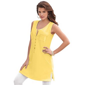 Roaman's Women's Plus Size Henley Ultimate Tunic Tank