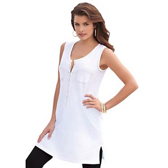 Roaman's Women's Plus Size Henley Ultimate Tunic Tank