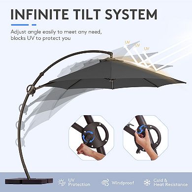 10 Ft. Aluminum Curvy Cantilever Offset Hanging Patio Umbrella With Sandbag Base