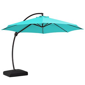 10 Ft. Aluminum Curvy Cantilever Offset Hanging Patio Umbrella With Sandbag Base