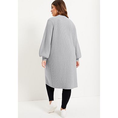 June + Vie Women's Plus Size Open-Front Cardigan