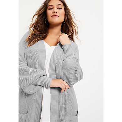 June & Vie Women's Plus Size Open-Front Cardigan