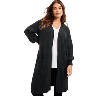 June + Vie Women's Plus Size Open-Front Cardigan
