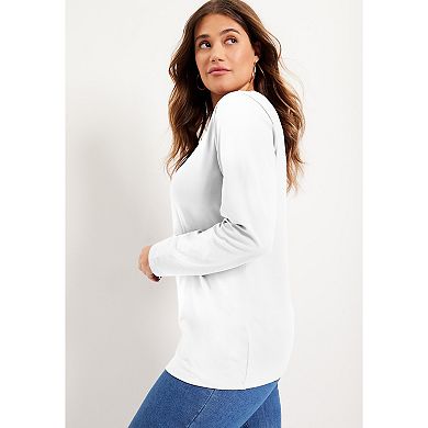 June + Vie Women's Plus Size Long-Sleeve Crewneck One + Only Tee