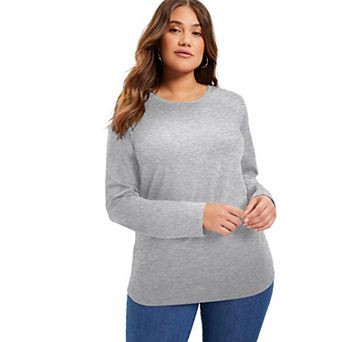 June + Vie Women's Plus Size Long-sleeve Crewneck One + Only Tee