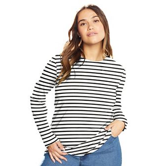 June + Vie Women's Plus Size Long-sleeve Crewneck One + Only Tee