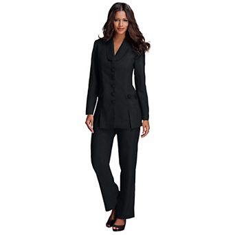 Roaman's Women's Plus Size Plus Size Long Sleeve Ten-Button Shawl-Collar Pant Suit 2 pc Pant