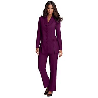 Roaman's Women's Plus Size Plus Size Long Sleeve Ten-Button Shawl-Collar Pant Suit 2 pc Pant