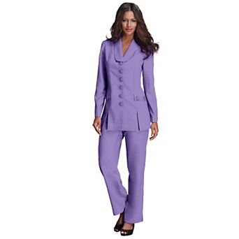Roaman's Women's Plus Size Plus Size Long Sleeve Ten-Button Shawl-Collar Pant Suit 2 pc Pant