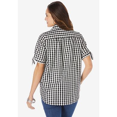 Roaman's Women's Plus Size French Check Shirt