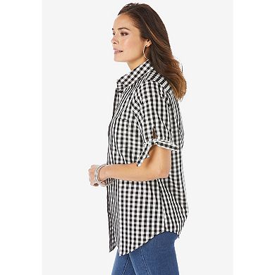 Roaman's Women's Plus Size French Check Shirt