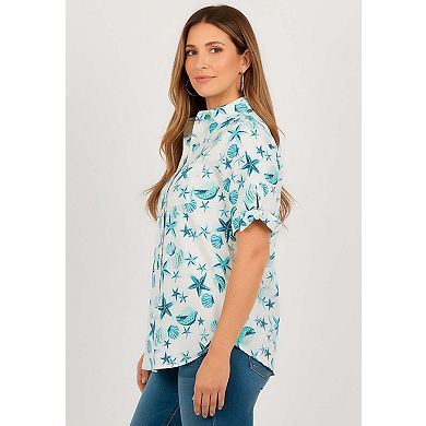 Roaman's Women's Plus Size French Check Shirt