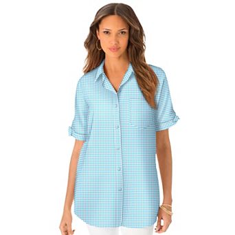 Roaman's Women's Plus Size French Check Shirt