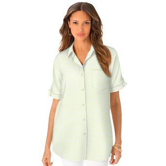 Roaman's Women's Plus Size French Check Shirt