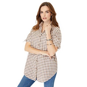 Roaman's Women's Plus Size French Check Shirt
