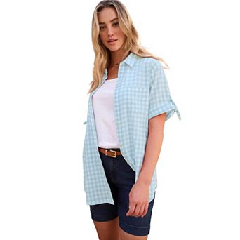 Roaman's Women's Plus Size French Check Shirt