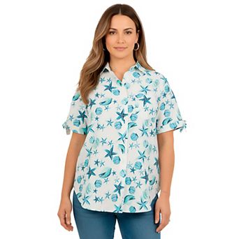 Roaman's Women's Plus Size French Check Shirt