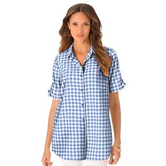 Roaman's Women's Plus Size French Check Shirt