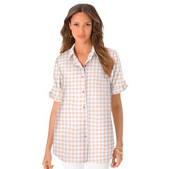 Roaman's Women's Plus Size French Check Shirt