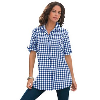 Roaman's Women's Plus Size French Check Shirt