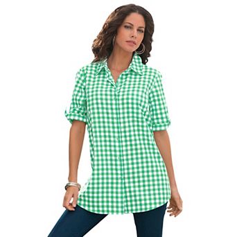 Roaman's Women's Plus Size French Check Shirt