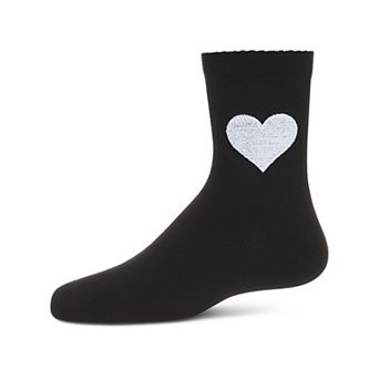 Girls' Fuzzy Heart Crew Socks