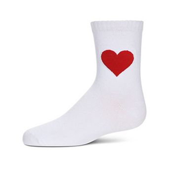 Girls' Fuzzy Heart Crew Socks