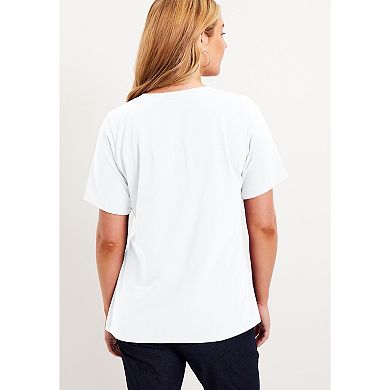 June + Vie Women's Plus Size Short-Sleeve V-Neck One + Only Tee