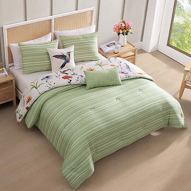 Bebejan Fresh Cut Flowers 200 Thread Count 100% Cotton Sateen 5 Piece Reversible Comforter Set