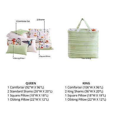 Bebejan Fresh Cut Flowers 200 Thread Count 100% Cotton Sateen 5 Piece Reversible Comforter Set