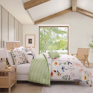 Bebejan Fresh Cut Flowers 200 Thread Count 100% Cotton Sateen 5 Piece Reversible Comforter Set