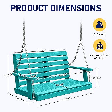 Hdpe Plastic Outdoor Porch Swing for 2-Person